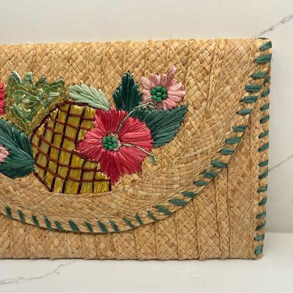 Lilly Pulitzer Happy Hour Straw Clutch with Embroidery - Picture 5 of 9